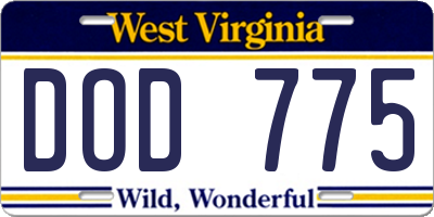 WV license plate DOD775