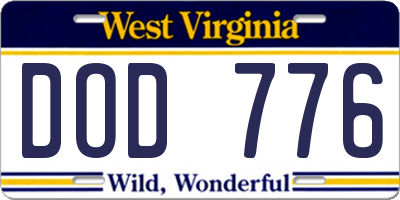 WV license plate DOD776
