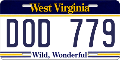 WV license plate DOD779