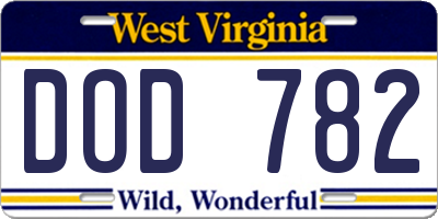 WV license plate DOD782