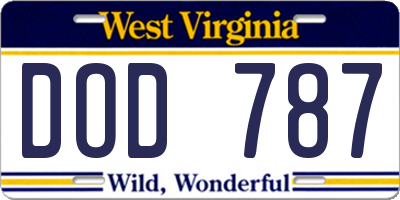 WV license plate DOD787