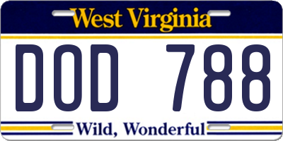 WV license plate DOD788