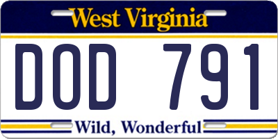 WV license plate DOD791