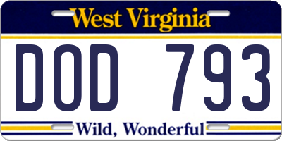 WV license plate DOD793