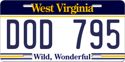 WV license plate DOD795
