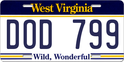 WV license plate DOD799