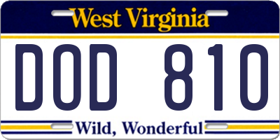 WV license plate DOD810