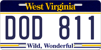 WV license plate DOD811