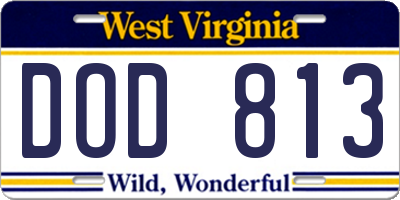 WV license plate DOD813