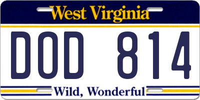 WV license plate DOD814