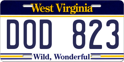WV license plate DOD823