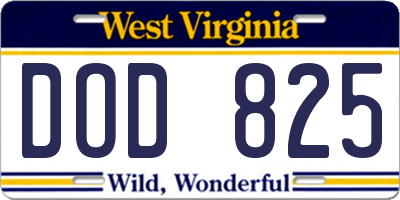 WV license plate DOD825