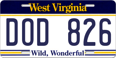 WV license plate DOD826