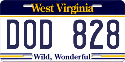 WV license plate DOD828