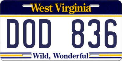 WV license plate DOD836
