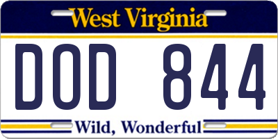WV license plate DOD844