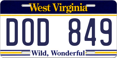 WV license plate DOD849