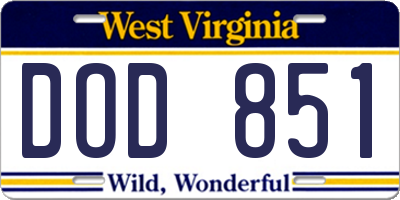 WV license plate DOD851