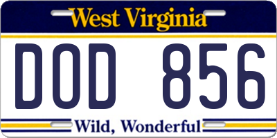 WV license plate DOD856