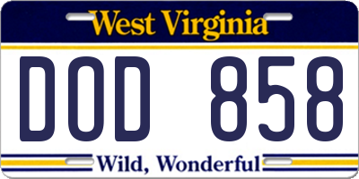 WV license plate DOD858