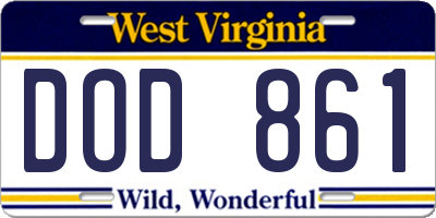 WV license plate DOD861