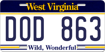 WV license plate DOD863