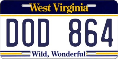 WV license plate DOD864