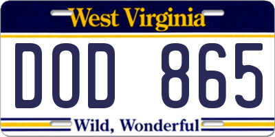 WV license plate DOD865