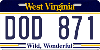 WV license plate DOD871