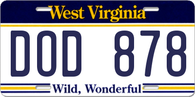 WV license plate DOD878