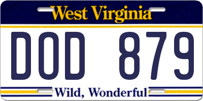 WV license plate DOD879