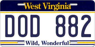 WV license plate DOD882