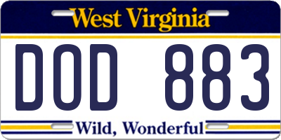 WV license plate DOD883