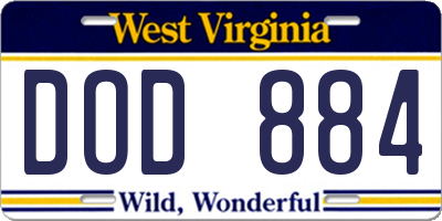 WV license plate DOD884