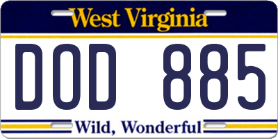 WV license plate DOD885