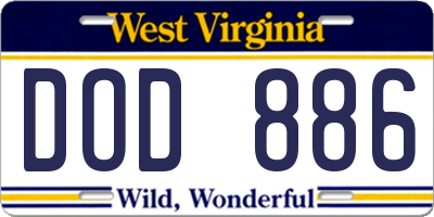 WV license plate DOD886