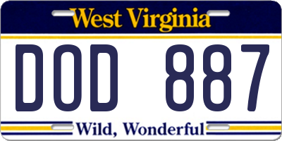 WV license plate DOD887