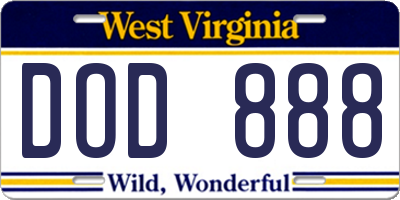 WV license plate DOD888