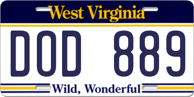 WV license plate DOD889