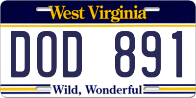 WV license plate DOD891