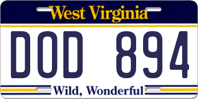 WV license plate DOD894