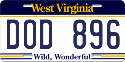 WV license plate DOD896