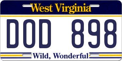 WV license plate DOD898