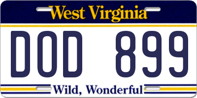 WV license plate DOD899