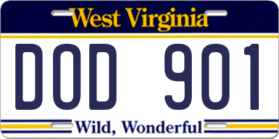 WV license plate DOD901
