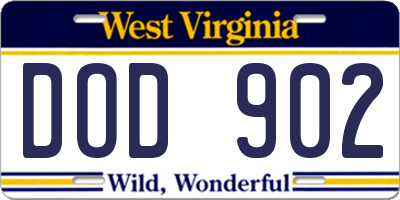 WV license plate DOD902