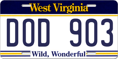 WV license plate DOD903