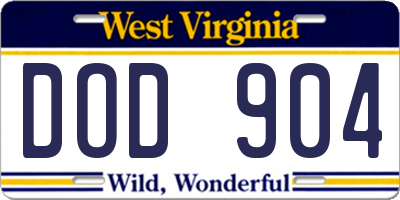 WV license plate DOD904