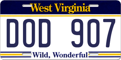 WV license plate DOD907