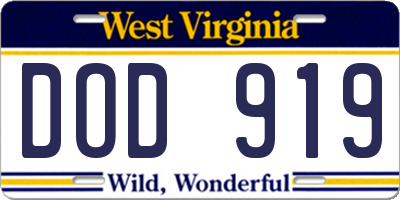 WV license plate DOD919